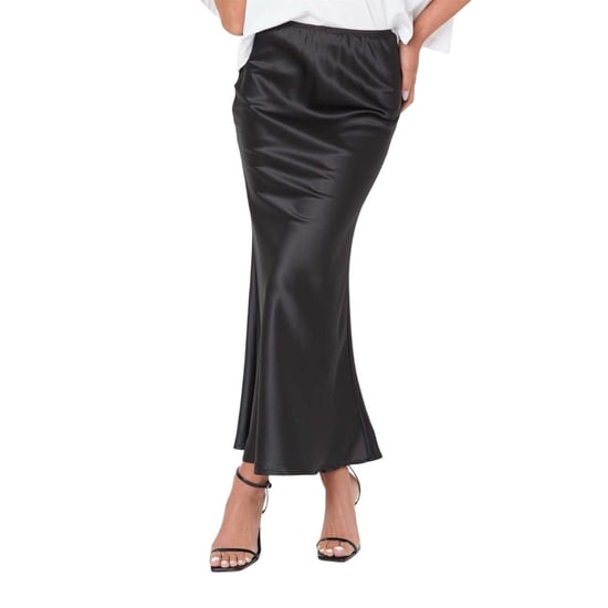 I Saw It First - Langer Rock für Damen, Satin (Schwarz) - Image 1