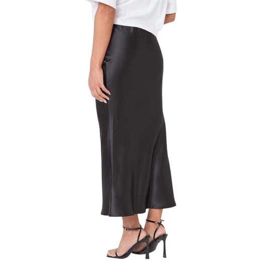 I Saw It First - Langer Rock für Damen, Satin (Schwarz) - Image 2