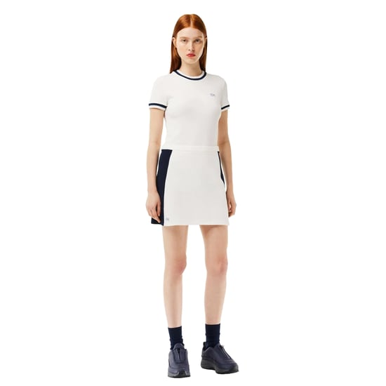 Lacoste - Minirock für Damen, Piqué (Weiß/Marine) - Image 4