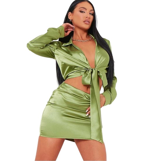 Missy Empire - Co-ord Set für Damen, Satin (Grün) - Image 1
