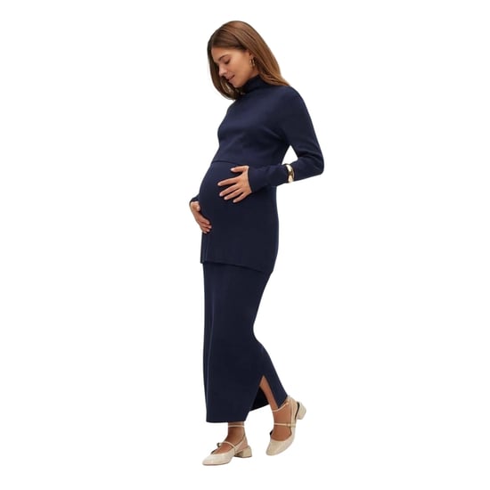 Mamalicious - Schlauchrock für Damen, gerippt (Marineblau) - Image 1
