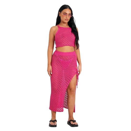Missy Empire - Co-ord Set für Damen, gehäkelt (Pink) - Image 1