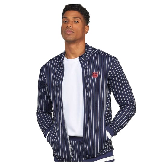 SikSilk - Trainingsjacke für Herren, Stehkragen, Athletisch, Raglan langärmelig (Marine) - Image 2