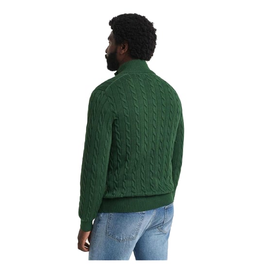 Gant - Pullover für Herren, mit halbem Reißverschluss, Mit Zopfmuster (Grün) - Image 2