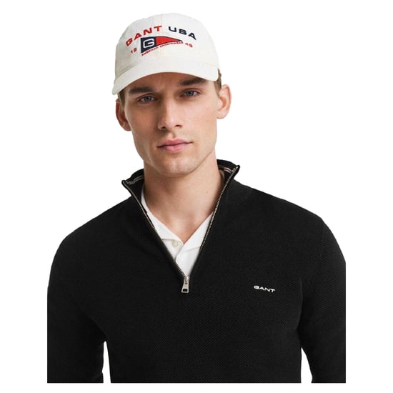 Gant - Pullover für Herren, mit halbem Reißverschluss, Piqué (Schwarz) - Image 3