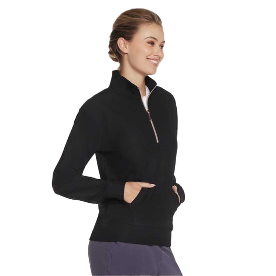 Skechers - "GoLuxe" Sweatshirt für Damen, mit kurzem Reißverschluss, gerippt (Schwarz) - Image 1