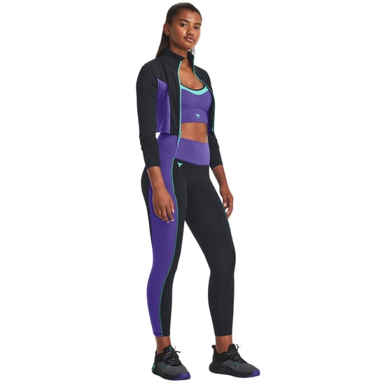 Under Armour - "Project Rock" Jacke für Damen, kurz geschnitten, Fitnessstudio (Violett/Schwarz) - Image 1