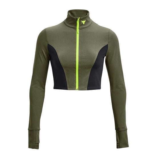 Under Armour - "Project Rock" Jacke für Damen, kurz geschnitten, Fitnessstudio (Grün/Schwarz) - Image 1