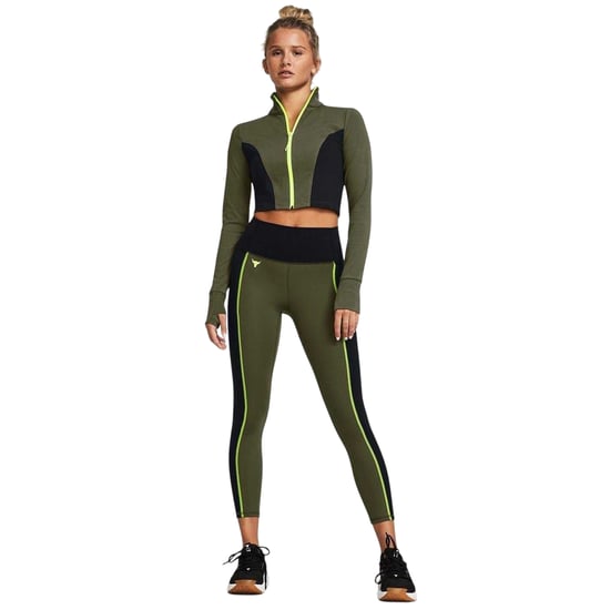 Under Armour - "Project Rock" Jacke für Damen, kurz geschnitten, Fitnessstudio (Grün/Schwarz) - Image 3