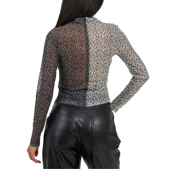 Brave Soul - "Illusion" Oberteil für Damen, Stehkragen, Netzmaterial (Schwarz/Cremefarbe) - Image 2