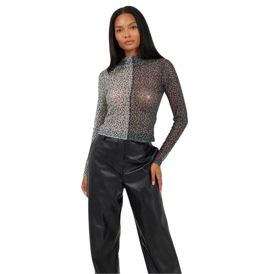 Brave Soul - "Illusion" Oberteil für Damen, Stehkragen, Netzmaterial (Schwarz/Cremefarbe) - Image 4