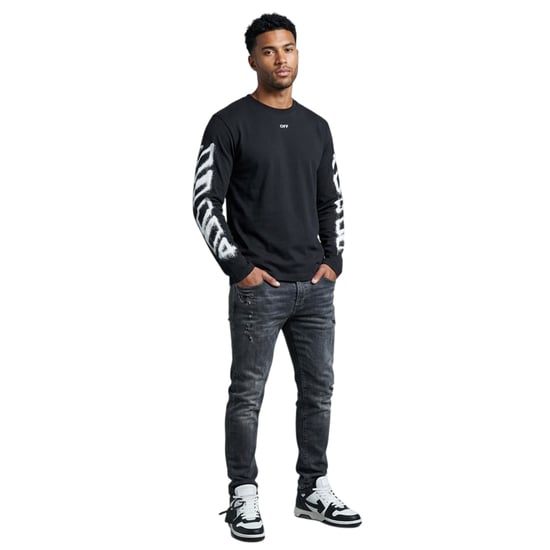 Off White - T-Shirt für Herren, Langärmlig (Schwarz) - Image 3