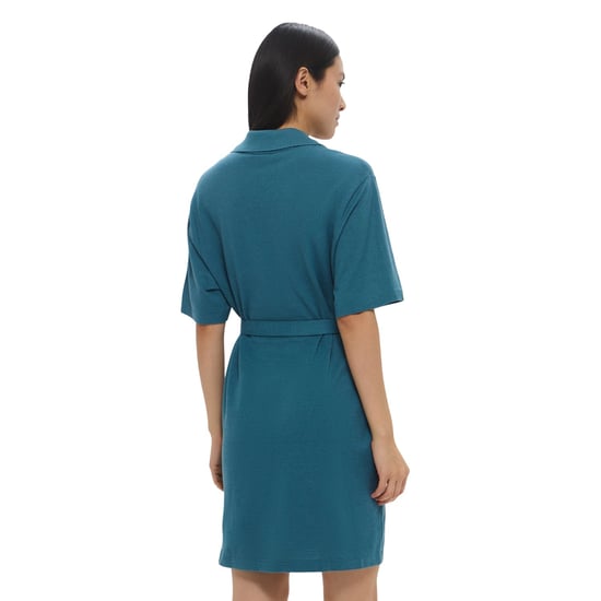 Lacoste - Hemdblusenkleid für Damen, Baumwolle Leinen (Grün) - Image 3