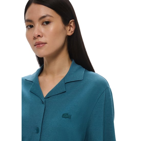 Lacoste - Hemdblusenkleid für Damen, Baumwolle Leinen (Grün) - Image 5
