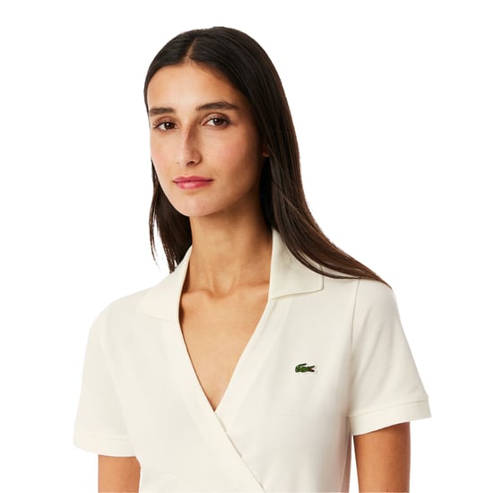 Lacoste - Wickelkleid für Damen, V-Ausschnitt, kurzärmlig (Weiß) - Image 4