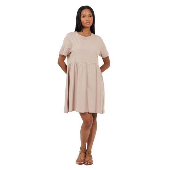 Brave Soul - Minikleid für Damen, Rundhalsausschnitt, Baumwolle, kurzärmlig (Graubeige) - Image 3