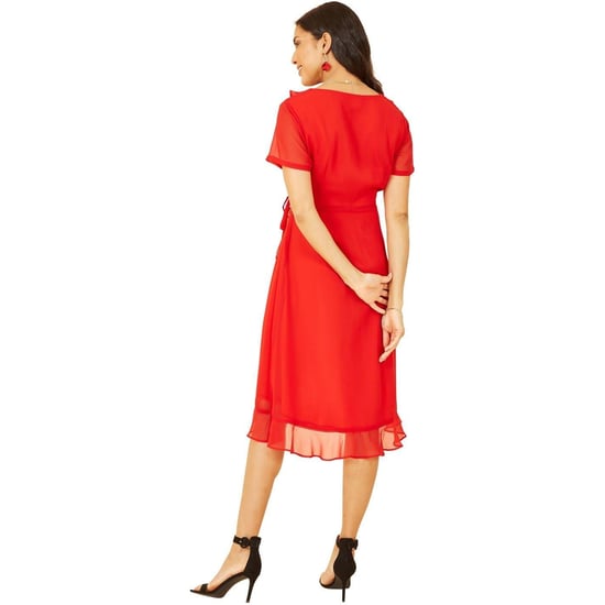 Yumi - Wickelkleid für Damen, V-Ausschnitt (Rot) - Image 3