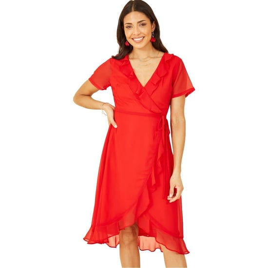 Yumi - Wickelkleid für Damen, V-Ausschnitt (Rot) - Image 4