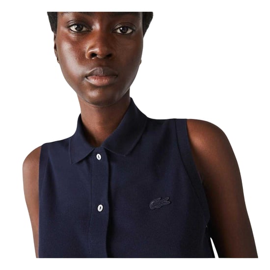 Lacoste - T-Shirt-Kleid für Damen, Mit Kragen (Dunkles Marineblau) - Image 3