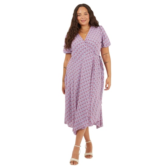 Brave Soul - Wickelkleid für Damen, V-Ausschnitt, Kurven, kurzärmlig (Pink) - Image 3
