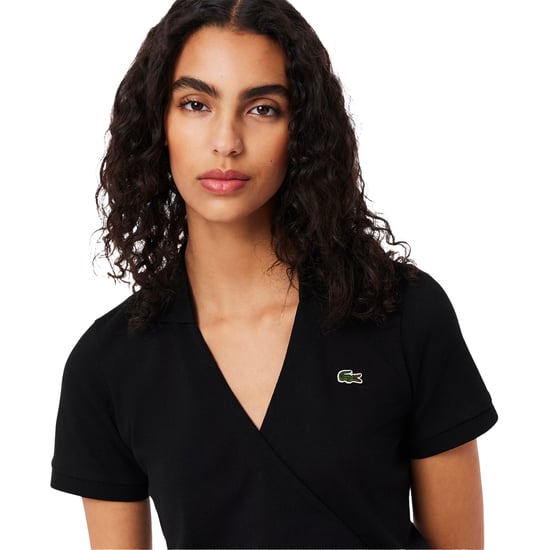 Lacoste - Wickelkleid für Damen, V-Ausschnitt, kurzärmlig (Schwarz) - Image 3