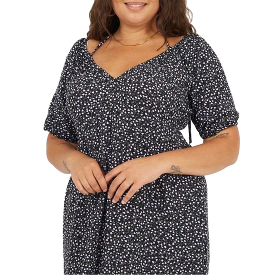Brave Soul - Midikleid für Damen, V-Ausschnitt, Kurven, kurzärmlig (Schwarz/Violett) - Image 3