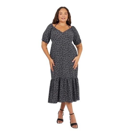 Brave Soul - Midikleid für Damen, V-Ausschnitt, Kurven, kurzärmlig (Schwarz/Violett) - Image 4