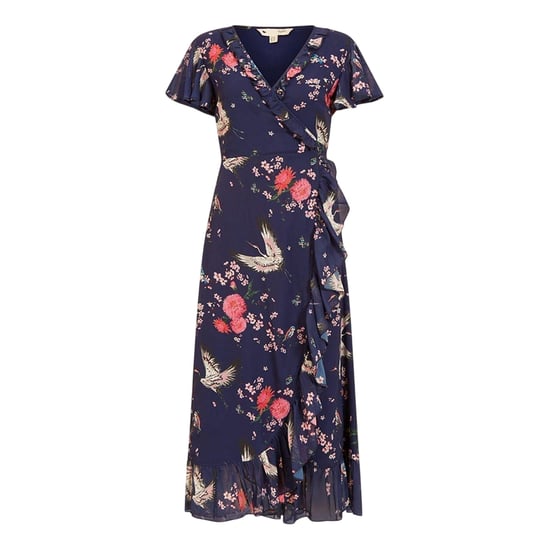 Yumi - Wickelkleid für Damen, V-Ausschnitt (Marine) - Image 1