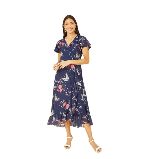 Yumi - Wickelkleid für Damen, V-Ausschnitt (Marine) - Image 3