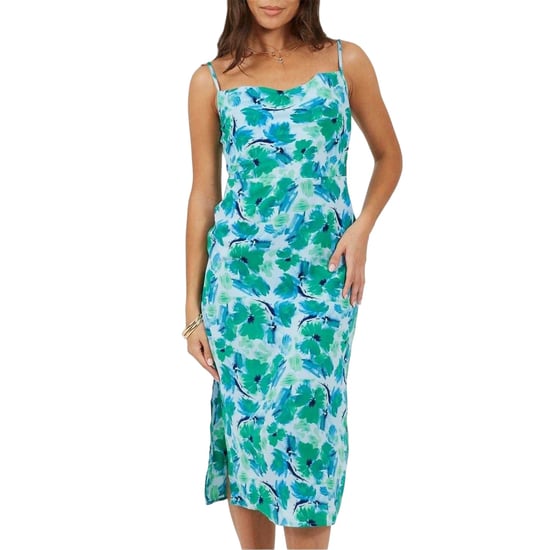 Brave Soul - Midikleid für Damen, Spaghetti-Träger (Grün/Blau) - Image 1