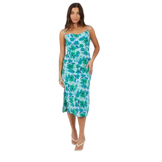 Brave Soul - Midikleid für Damen, Spaghetti-Träger (Grün/Blau) - Image 4