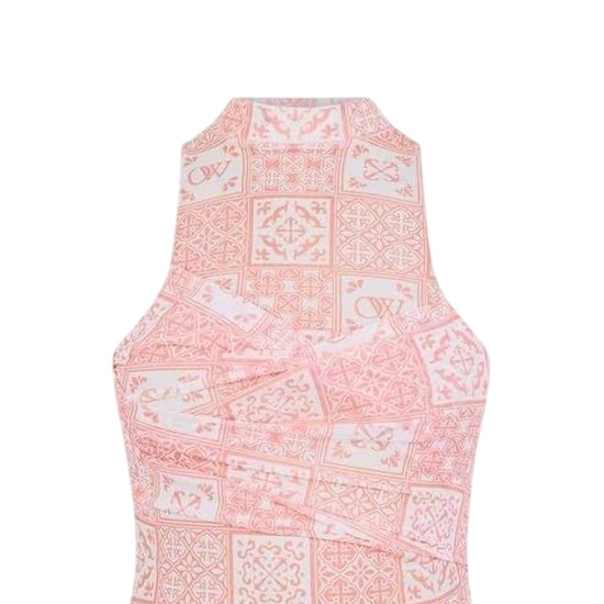 Off White - Unterkleid-Stil für Damen, Hoher Kragen, Tüll (Pink/Weiß) - Image 3