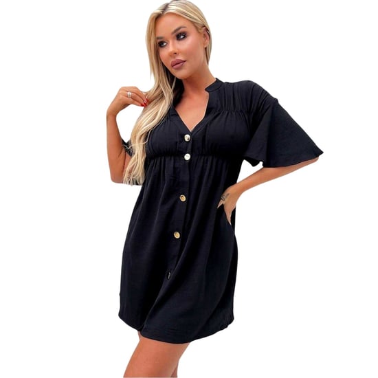 AX Paris - Kittelkleid für Damen, Button-Down-Kragen (Schwarz) - Image 3