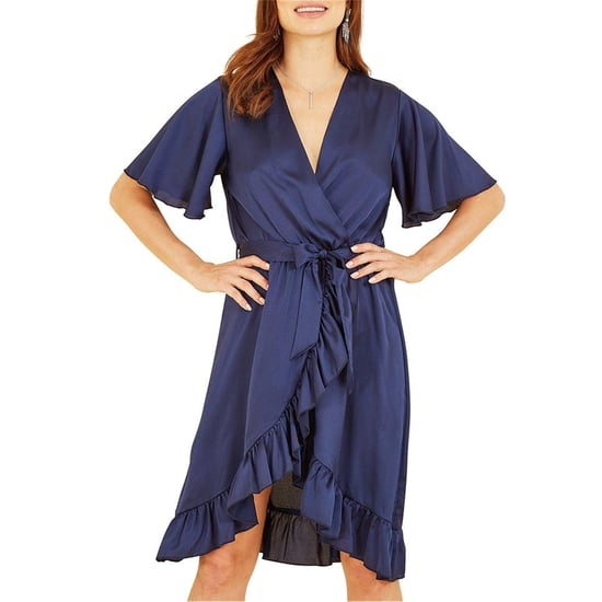 Mela London - Wickelkleid für Damen, V-Ausschnitt, Flatter-Ärmel (Marine) - Image 3