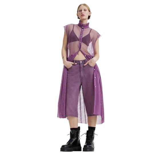 Levis - "Radical" Midikleid für Damen, Stehkragen, Transparent, Ärmellos (Violett) - Image 4
