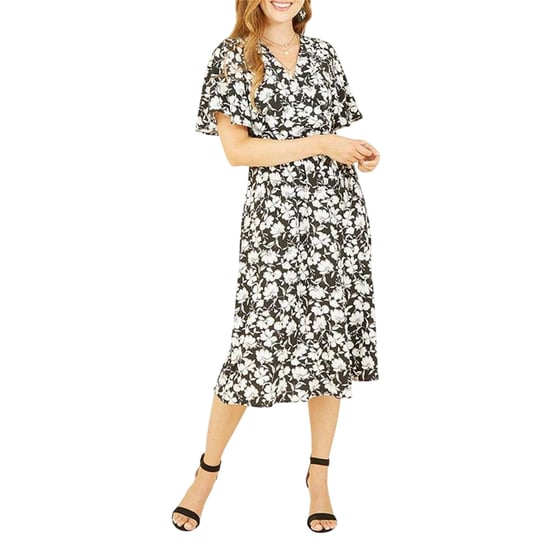 Yumi - Wickelkleid für Damen, V-Ausschnitt (Schwarz) - Image 4
