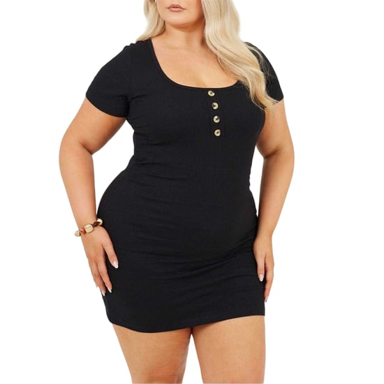 Brave Soul - Minikleid für Damen, Eckiger Ausschnitt, Plus, kurzärmlig (Schwarz) - Image 2