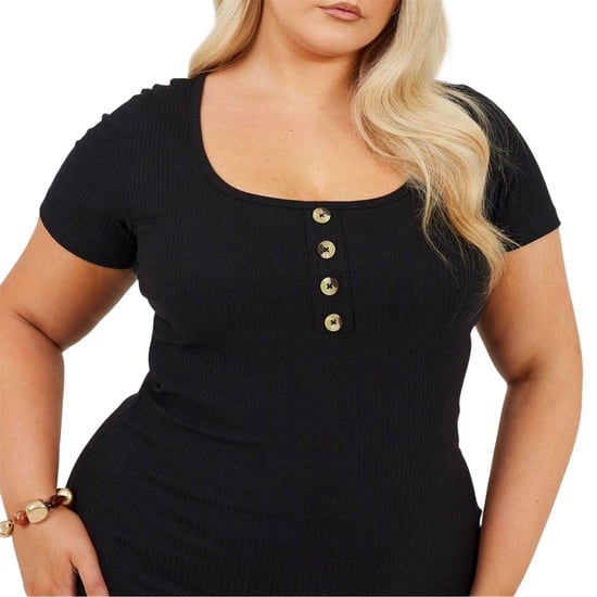 Brave Soul - Minikleid für Damen, Eckiger Ausschnitt, Plus, kurzärmlig (Schwarz) - Image 4