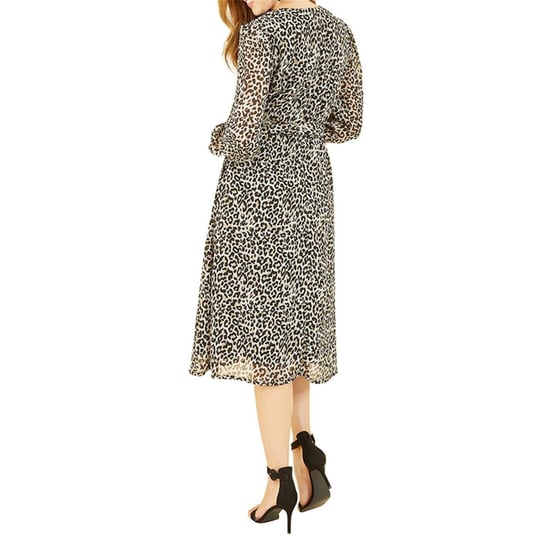 Yumi - Kleid mit ausgestelltem Rock für Damen, Rundhalsausschnitt (Braun/Schwarz) - Image 2