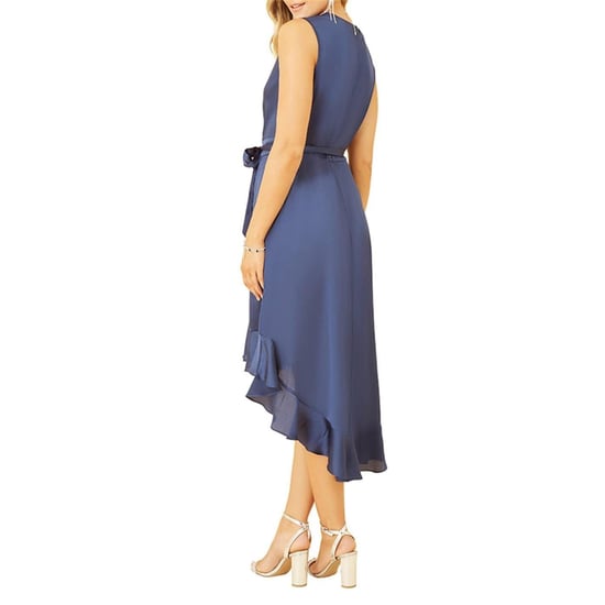 Mela London - Wickelkleid für Damen, V-Ausschnitt, Satin, Ärmellos (Marine) - Image 2