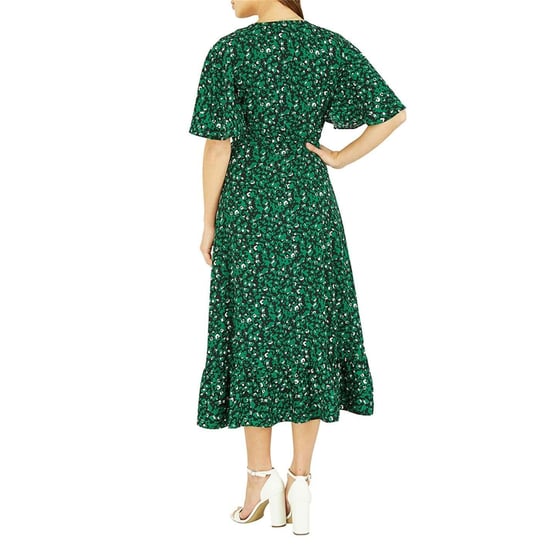 Mela London - Wickelkleid für Damen, V-Ausschnitt, Flatter-Ärmel (Grün) - Image 2