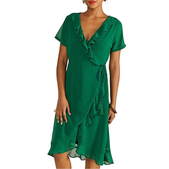 Yumi - Wickelkleid für Damen, V-Ausschnitt (Grün) - Image 4