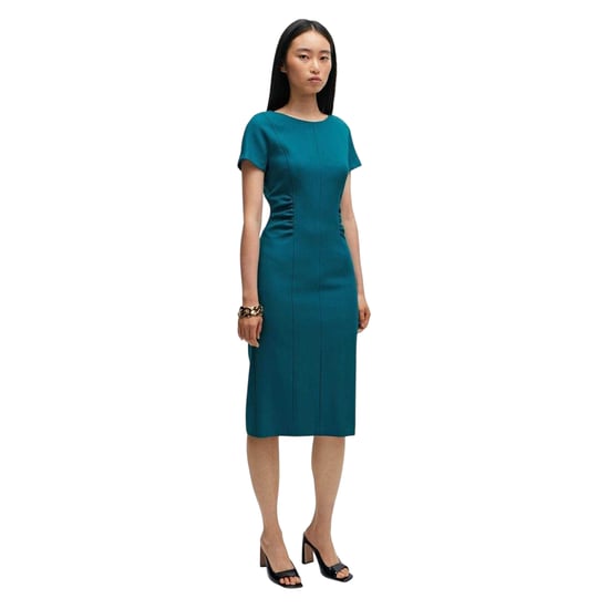 Boss - Midikleid für Damen, Rundhalsausschnitt, kurzärmlig (Grün) - Image 2