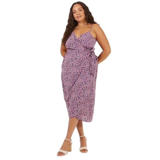 Brave Soul - Midikleid für Damen, V-Ausschnitt, Kurven, Ärmellos (Pink) - Image 1