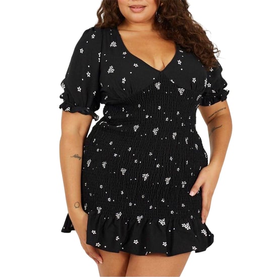 Brave Soul - Minikleid für Damen, V-Ausschnitt, Plus, Puffärmel (Schwarz/Weiß) - Image 1