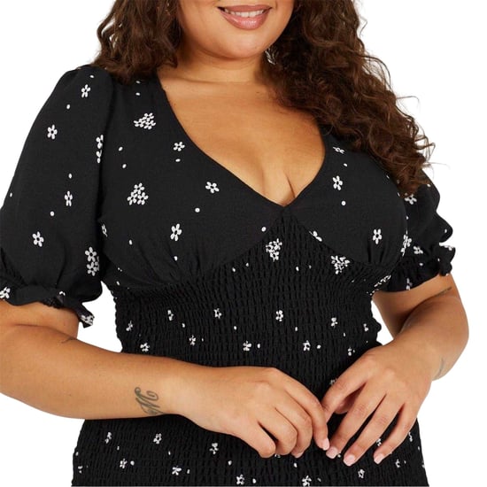 Brave Soul - Minikleid für Damen, V-Ausschnitt, Plus, Puffärmel (Schwarz/Weiß) - Image 3