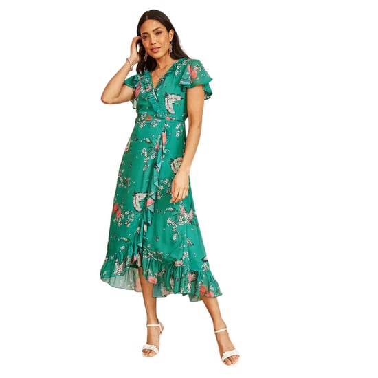 Yumi - Wickelkleid für Damen, V-Ausschnitt (Grün) - Image 3