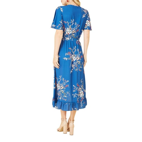 Mela London - Wickelkleid für Damen, V-Ausschnitt, Flatter-Ärmel (Blau) - Image 3
