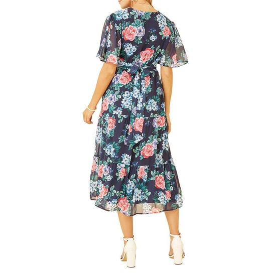 Yumi - Midikleid für Damen, V-Ausschnitt (Marine) - Image 2