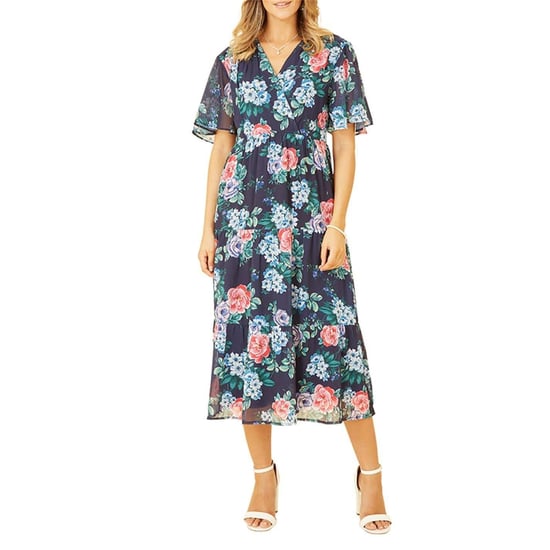 Yumi - Midikleid für Damen, V-Ausschnitt (Marine) - Image 3
